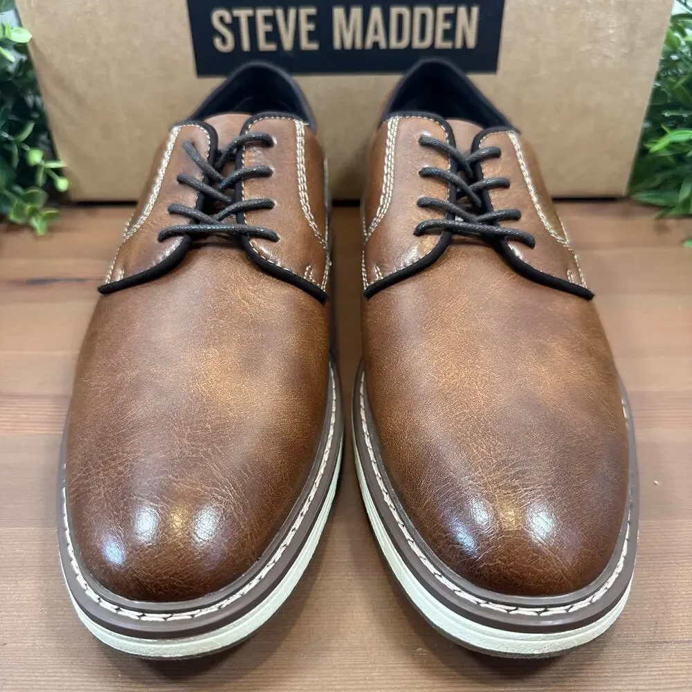 Steve Madden Men's‎ P-Jansen Cognac Oxfords Shoes Size 9